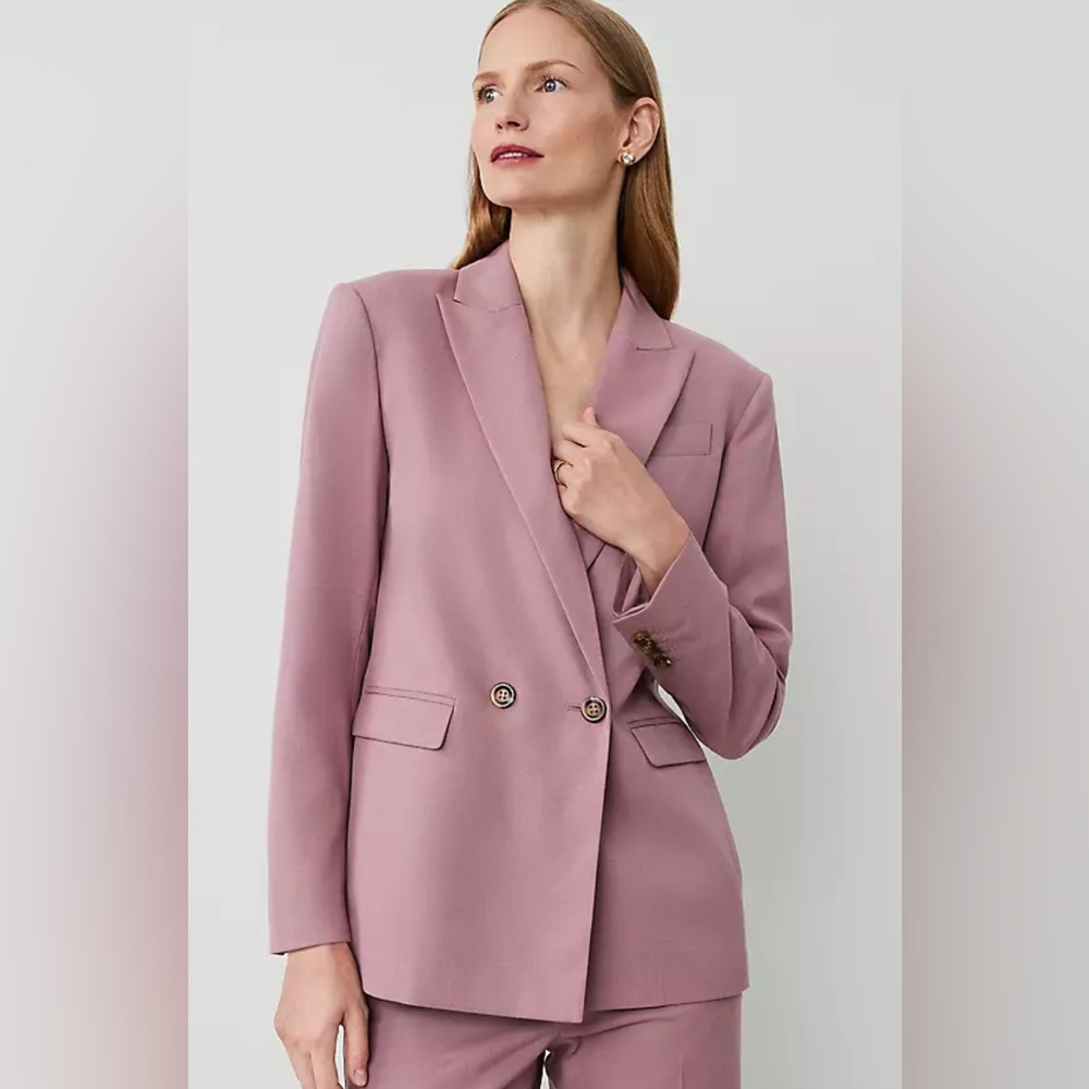 Ann Taylor NWOT The Relaxed Double-Breasted Blazer in Heather Flannel Size 6
